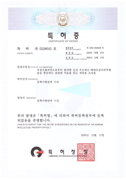 특허 제 0538642호